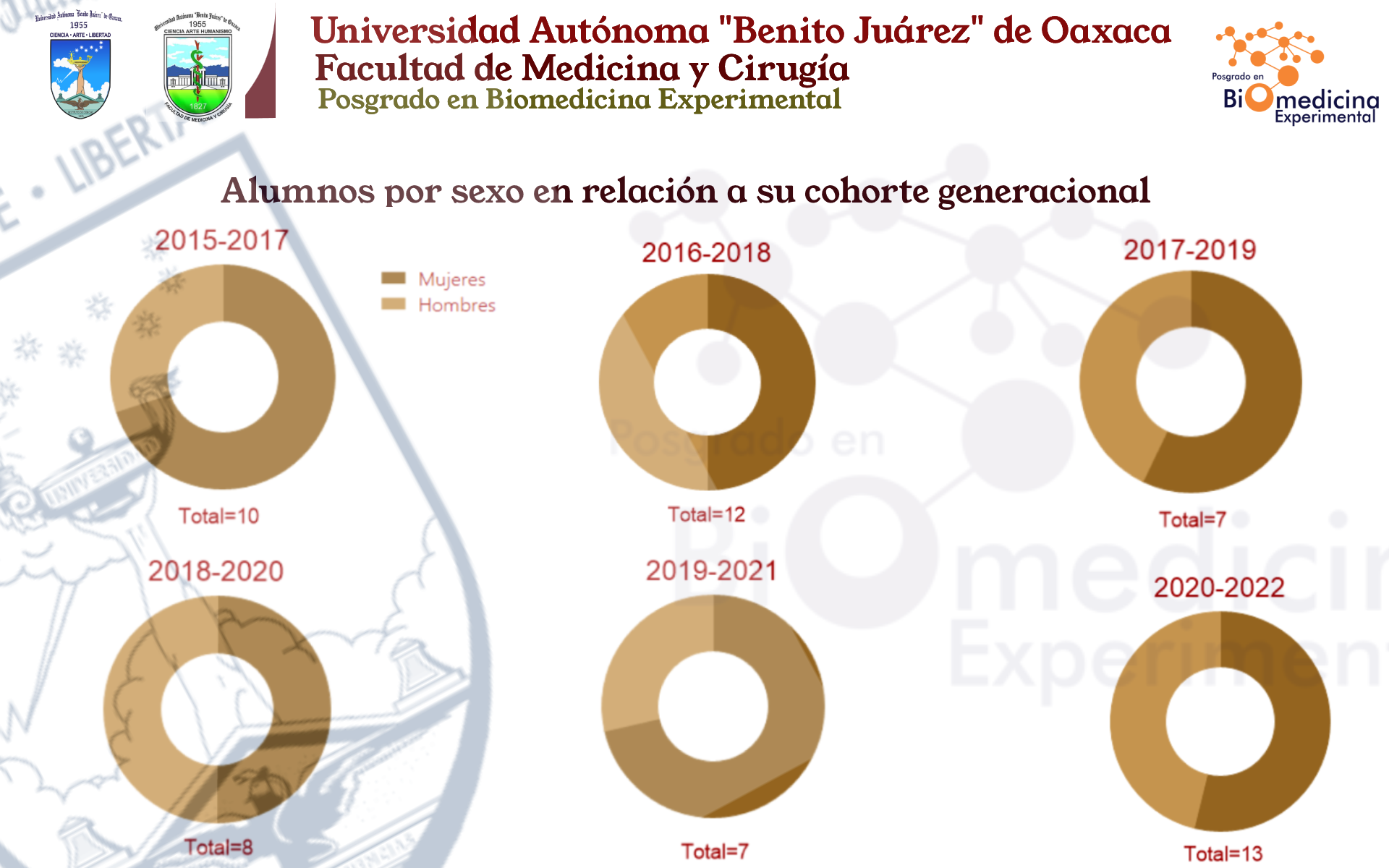 Alumnos divididos por sexo en relación a su cohorte generacional